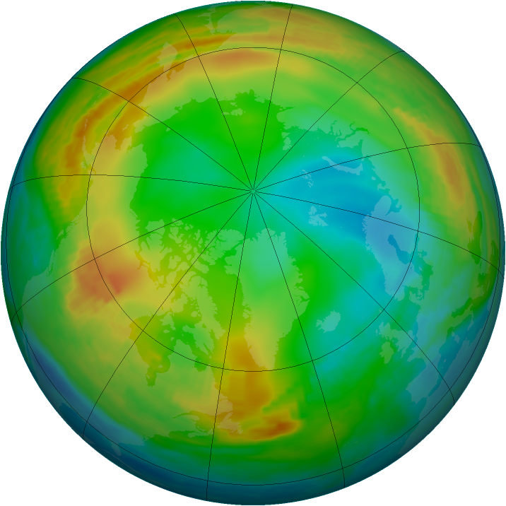 Arctic ozone map for 02 January 1989